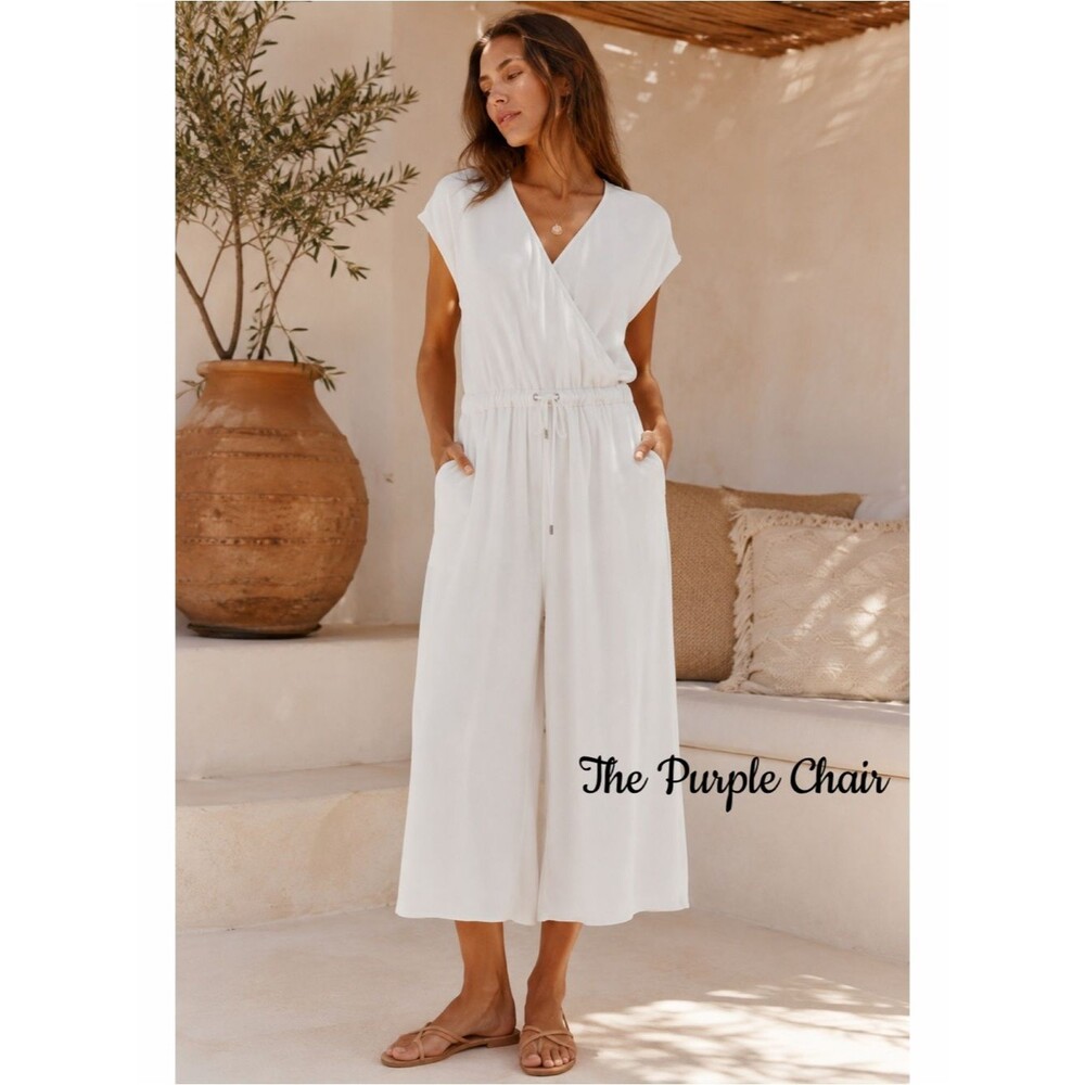 EILEEN FISHER NWT White Cropped Wide Leg Jumpsuit S
